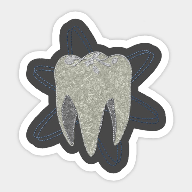 Atomic Tooth Sticker by Roi Gold Productions Store